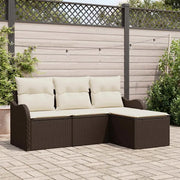 Set Divano da Giardino 4 pcs Marrone polyrattan