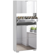 Scarpiera con Specchio e Cassetti ¨C Zephmum ¨C Bianco 76x26x178cm