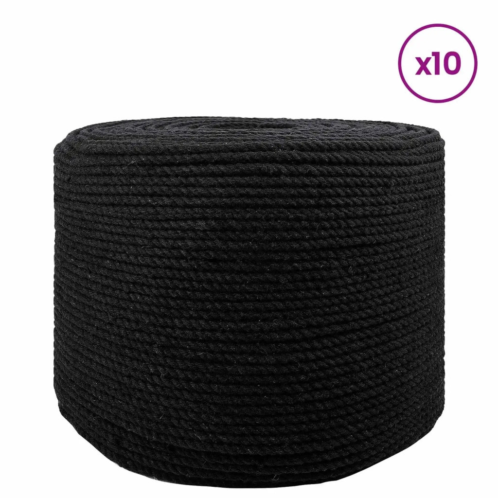 Spago di Cotone 10 pz 2 mm 100 m Nero 100% Cotone 42011794