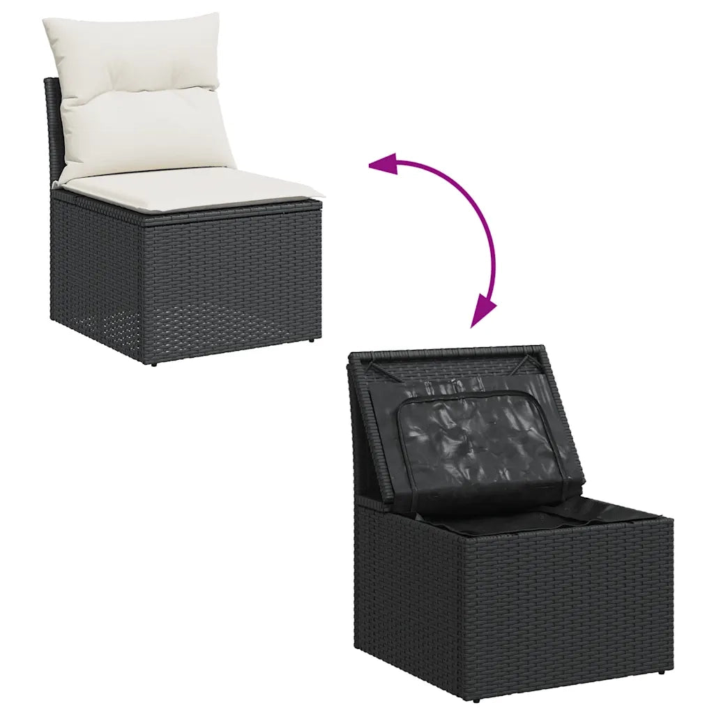 Set Divani da Giardino 10pz con Cuscini in Polyrattan Nero 3326857