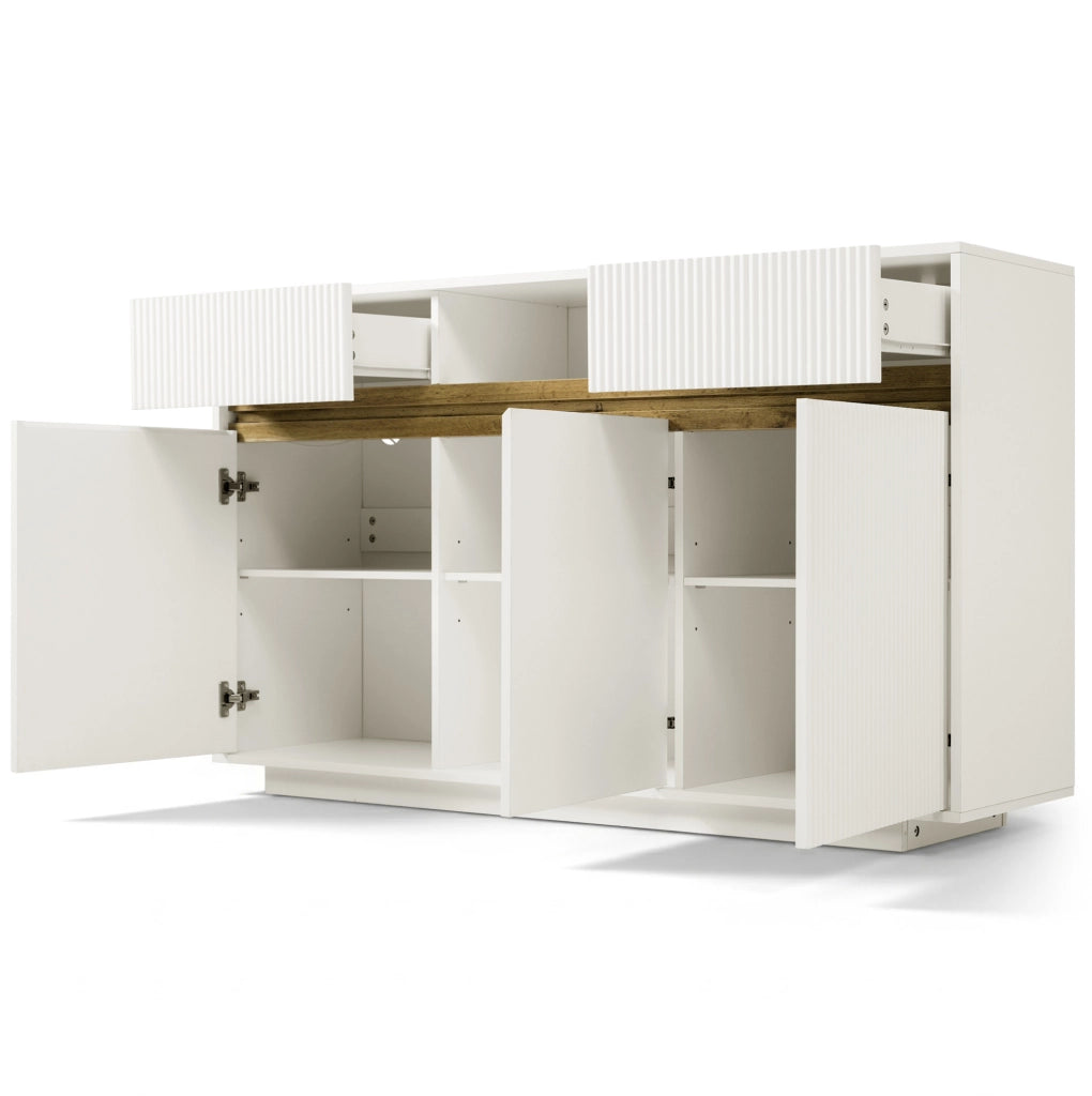 Madia 140x40x85 cm bianca con LED e 2 cassetti HAVRYA