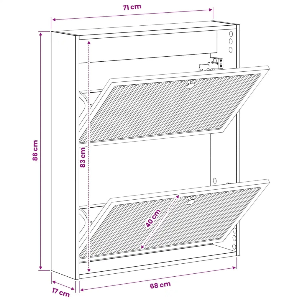 Mobiletto per Scarpe da Muro EDE 71 x 17 x 86 cm Nero 895976