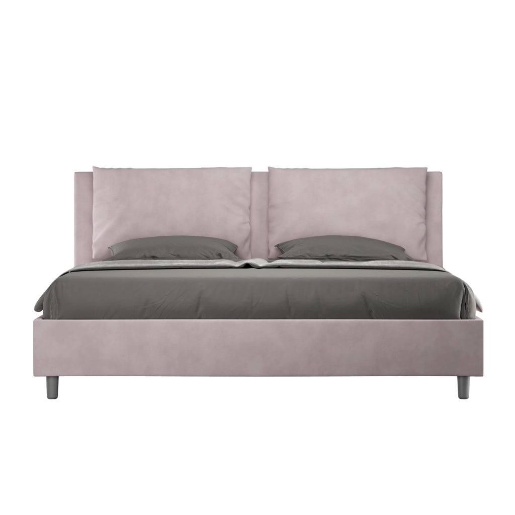 BS COM Letto con rete imbottito 180x210 microfibra glicine