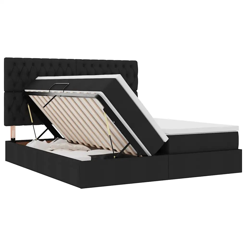 Letto con contenitore LED e materasso Nero 180 x 200 cm Tessuto 3372847