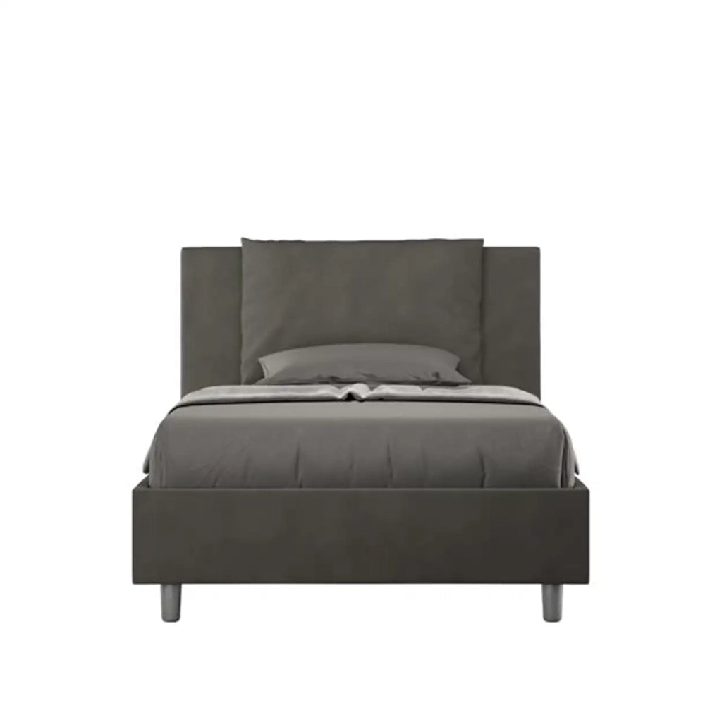 Letto una piazza e mezza con rete imbottito 120x210 microfibra grigio Antea