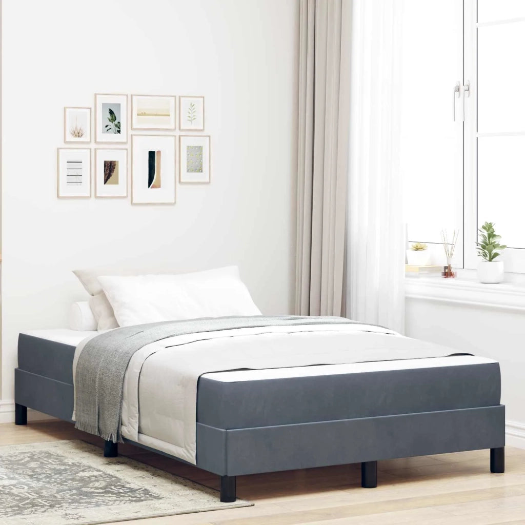 Letto a molle con materasso Grigio scuro 120 x 190 cm Tessuto