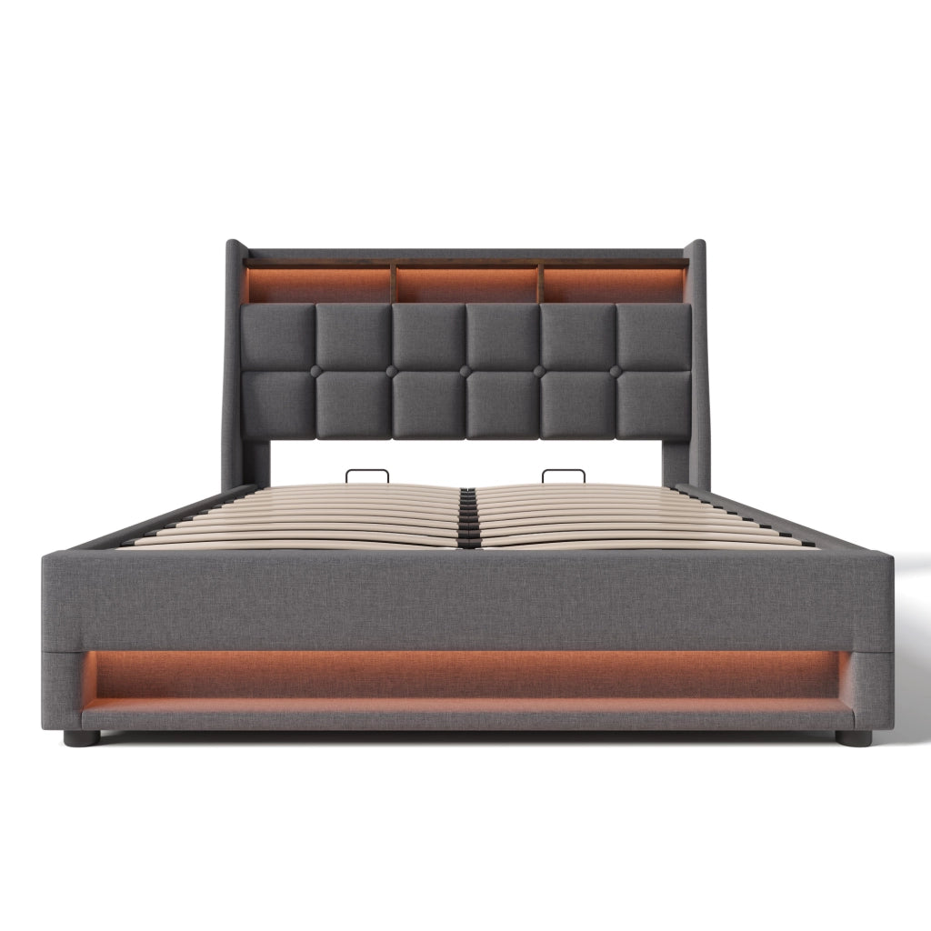 Letto imbottito 180x200 cm con illuminazione LED e USB