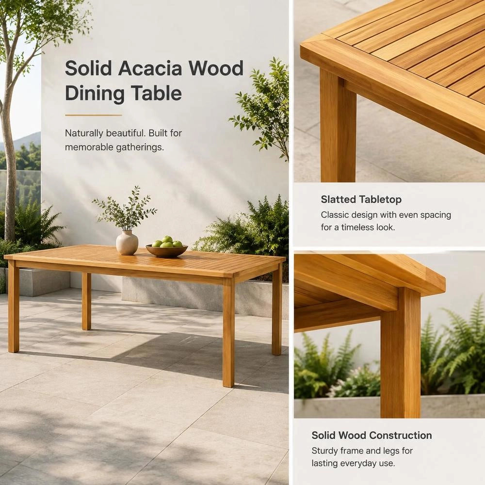 Garden Table 200x100x74 Cm Solid Acacia Wood