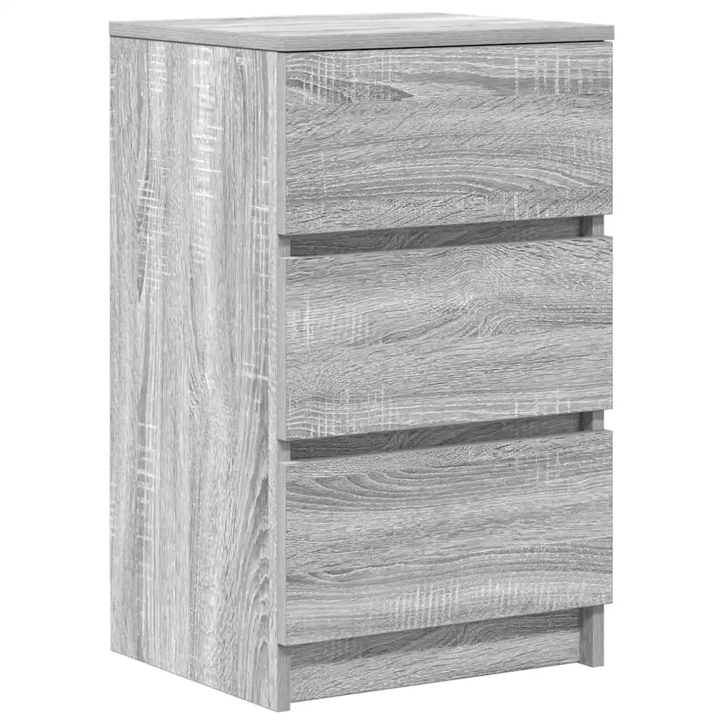 Comodino | Armadio da Notte | Mobiletto da notte con 3 Cassetti Grigio Sonoma 39x35x65 cm