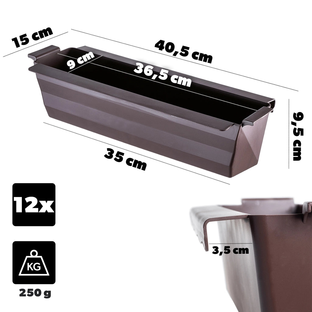 Vaso da fiori KADAX, vasi per Europallets, scatola da 40 cm, 12 pezzi