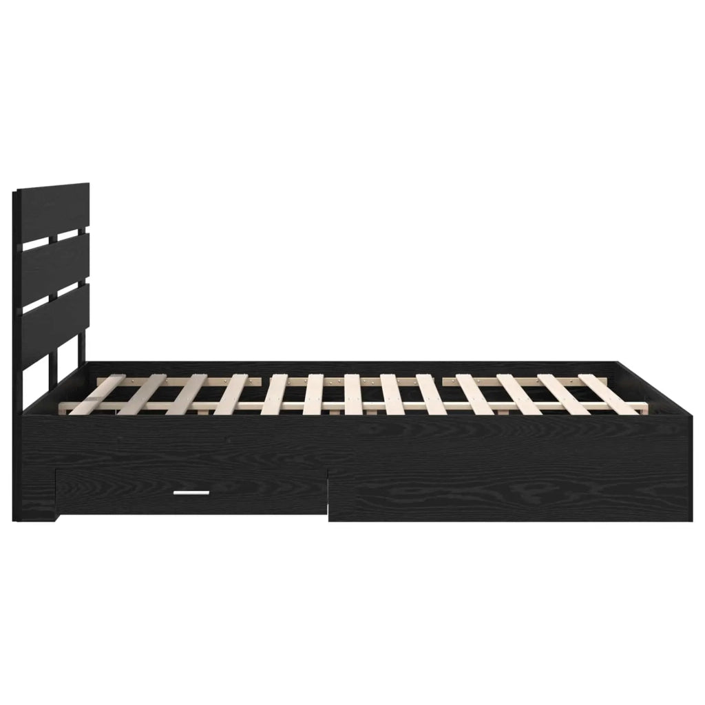 Letto matrimoniale | Letto per adulti | Struttura del letto Rovere Nero Legno multistrato