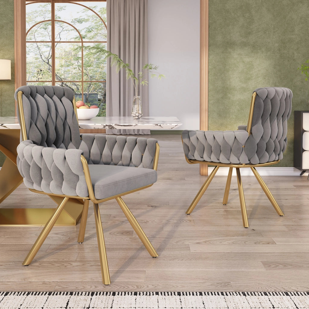 SEDIA Girevole 360° in velluto grigio Set da 6 pezzi