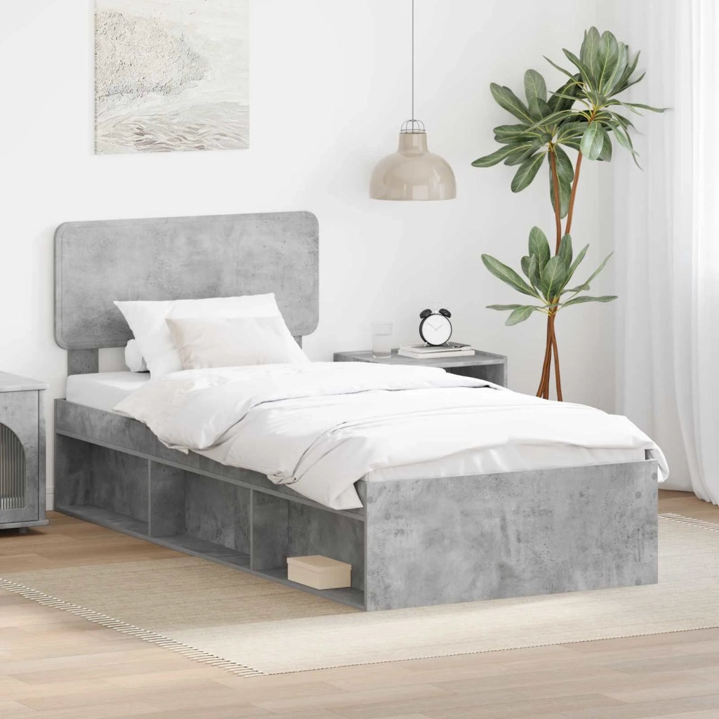 Letto singolo | Letto per adulti | Struttura del letto Grigio Concret¨¨ 75 x 190 cm Pino massello