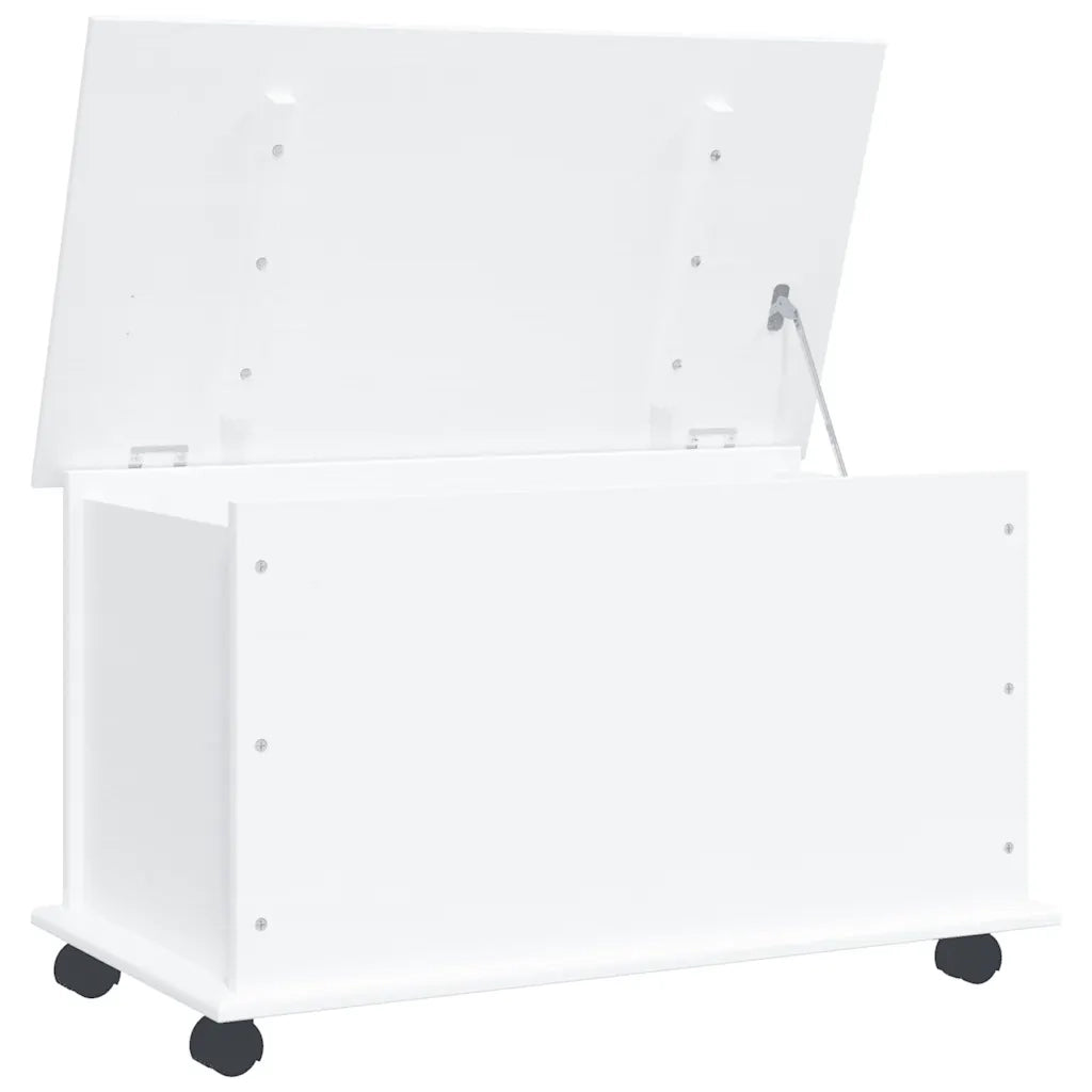 Cassapanca con Ruote-Baule-Armadietto contenitore ALTA Bianca 73x39,5x43 cm Massello di Pino
