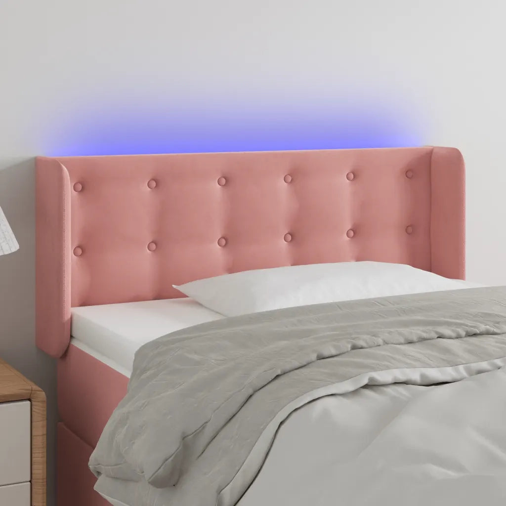 Testiera | Testata a LED Rosa 103x16x78/88 cm in Velluto