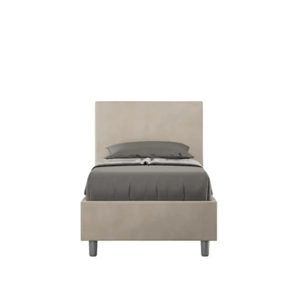 Letto singolo senza rete imbottito 80x190 microfibra sabbia Adele