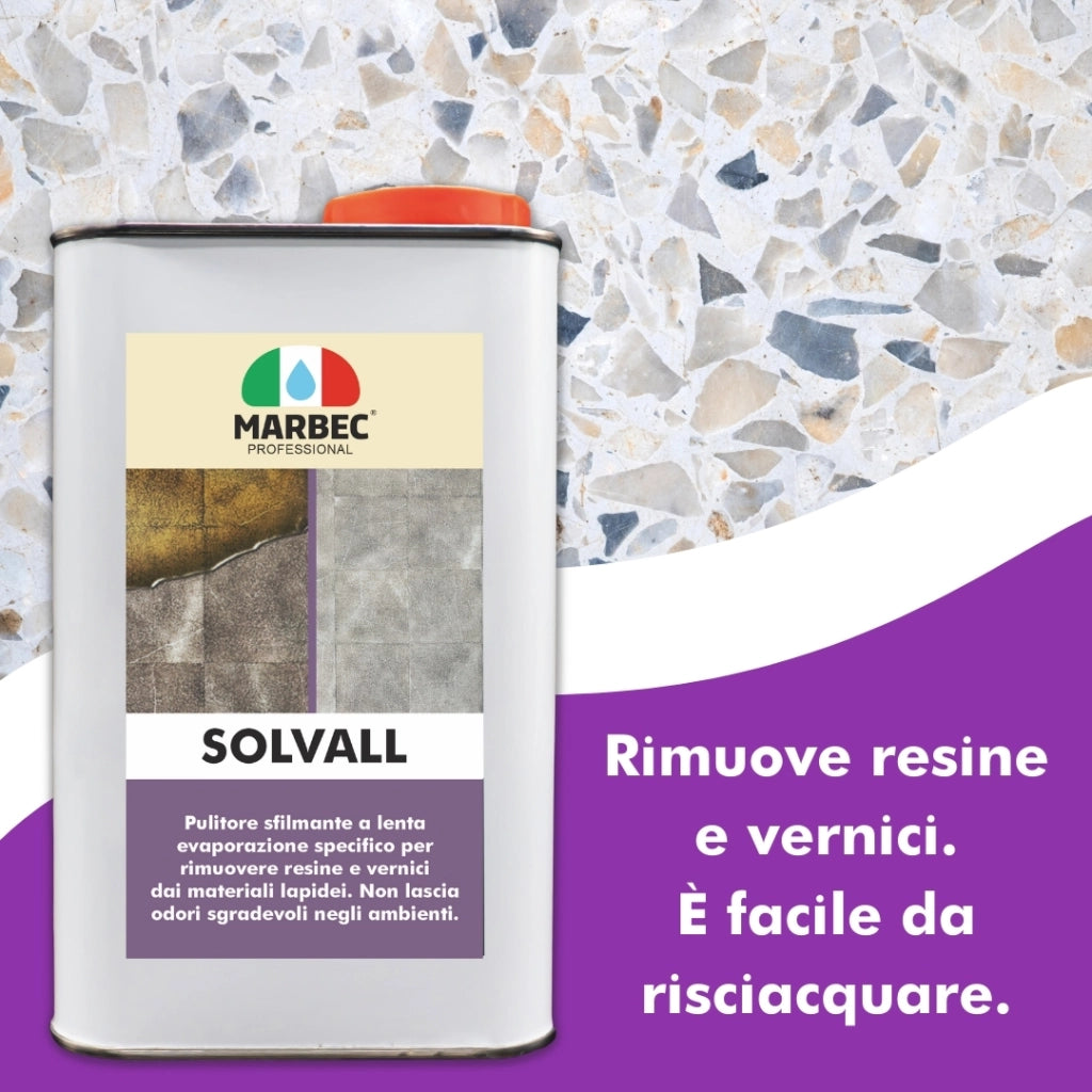 Pulitore sfilmante per materiali lapidei SOLVALL   1LT detergente + TAMPONE NERO