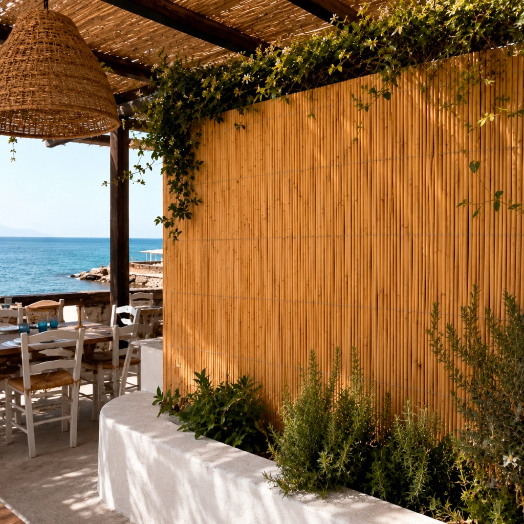 Arella In Bamboo Naturale A Canna Spaccata Per Recinto Privacy E Frangivista Da Giardino Balcone Terrazza Con Filo Metallico 1 x 3 Metri