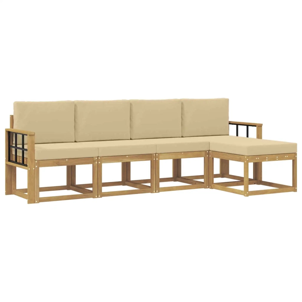 Set di divani da esterno 5 pz Bianco e Beige 3387502