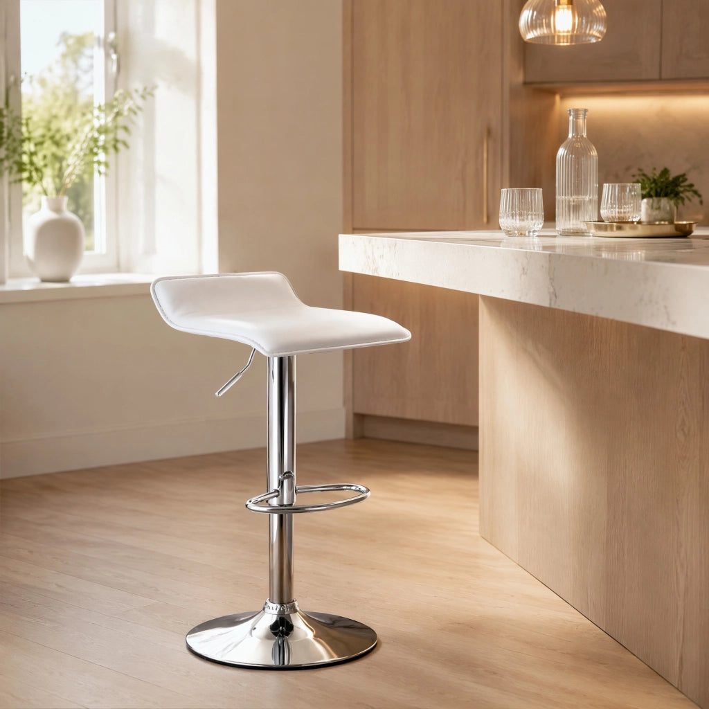 SGABELLO BAR Girevole e Regolabile in Altezza, Bianco, 62-84 cm