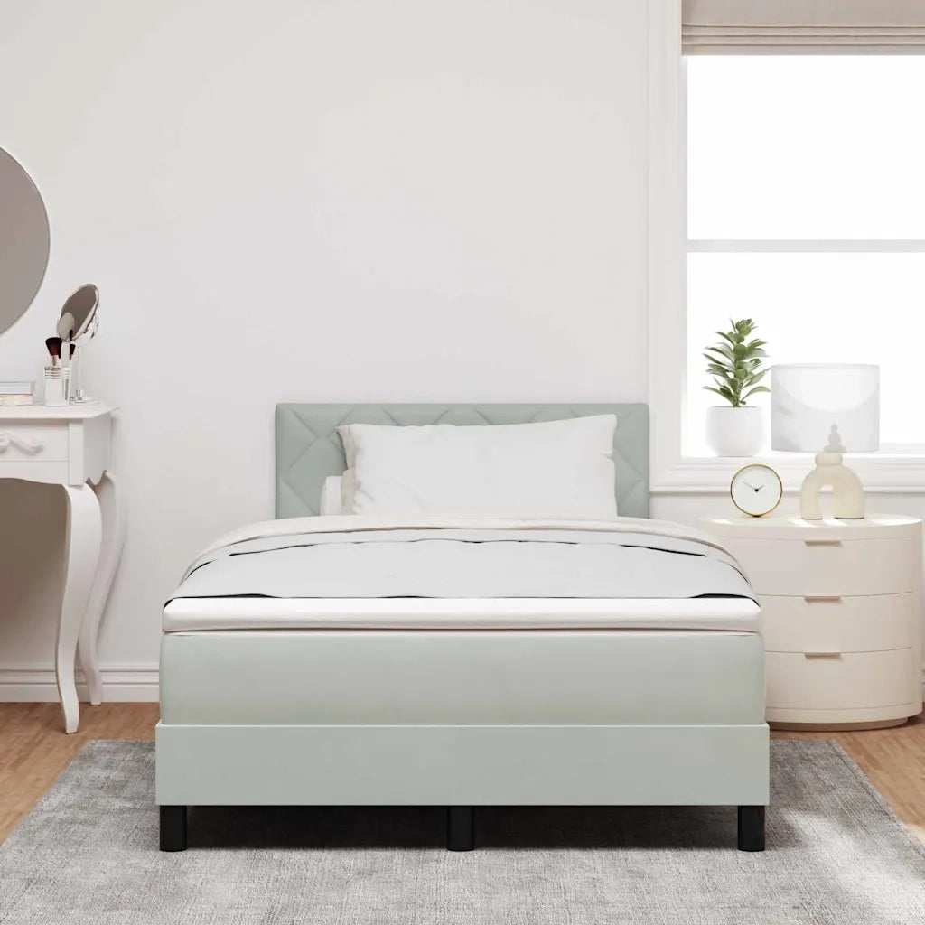 Letto a Sorgente LED con led Grigio chiaro 120 x 200 cm Velluto