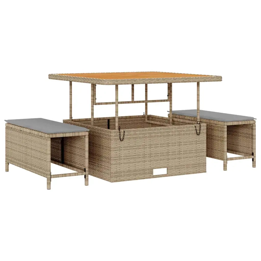 Set Divano da Giardino con cuscino 13 pcs Beige e Grigio Chiaro