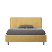 Letto Matrimoniale Francese 140x200 cm Senza Rete Imbottito in Microfibra Appia Large Ocra
