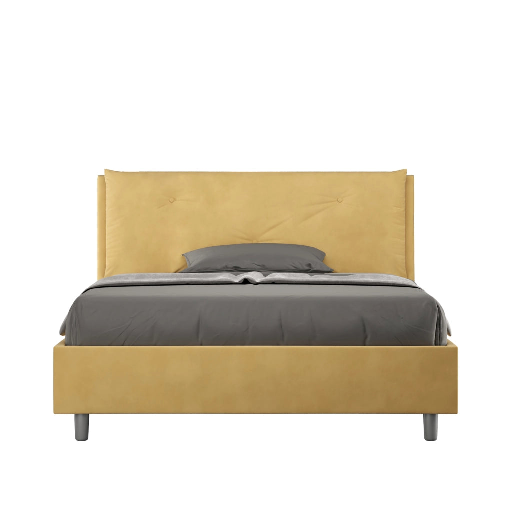 Letto Matrimoniale Francese 140x200 cm Senza Rete Imbottito in Microfibra Appia Large Ocra