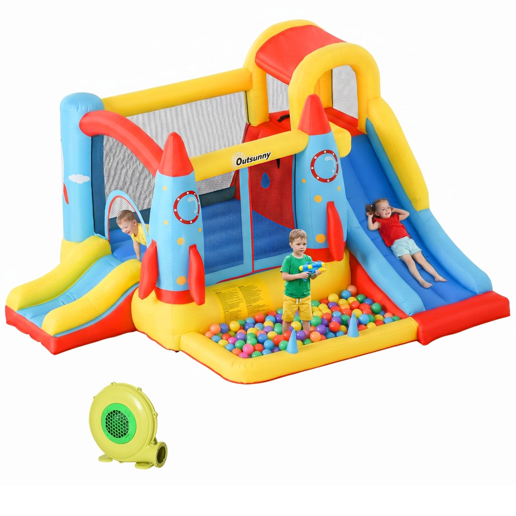 Castello Gonfiabile Bambini ¨C Xylo ¨C 330x265x185 cm Multicolor con 2 Scivoli Piscina Zona Salto