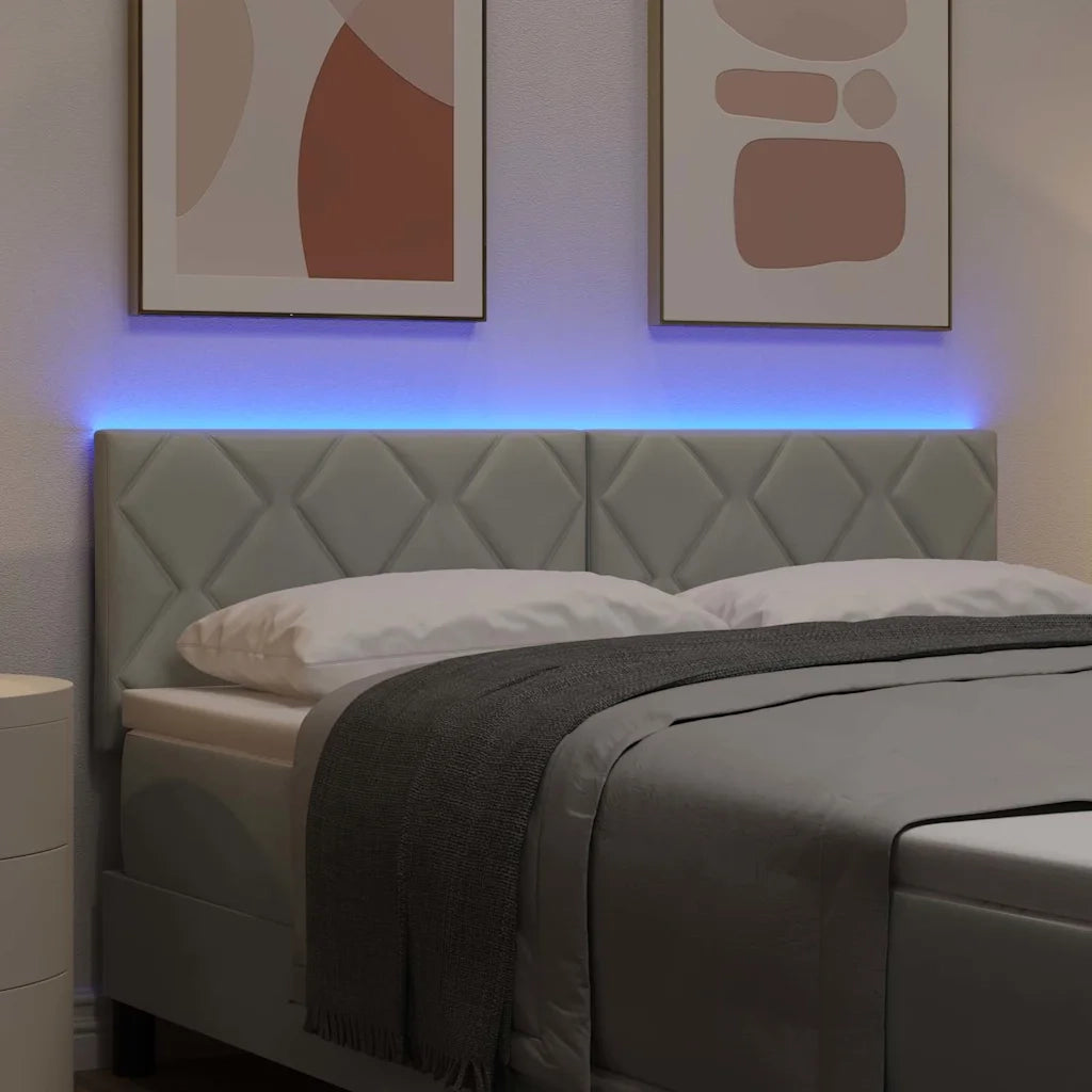 Testiera | Testata LED Grigio chiaro 144 cm Velluto
