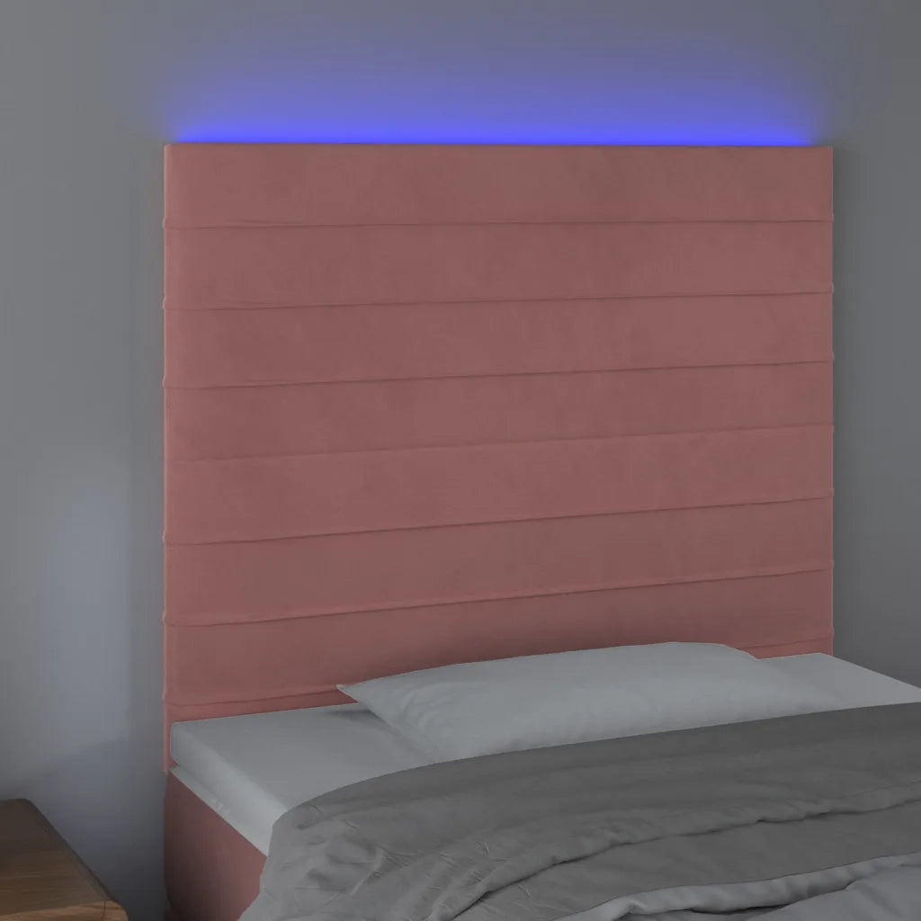 Testiera | Testata a LED Rosa 80x5x118/128 cm in Velluto