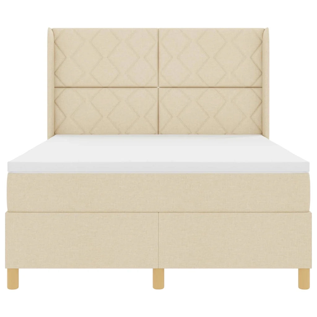 Letto a molle con materasso Crema 160 x 200 cm Tessuto