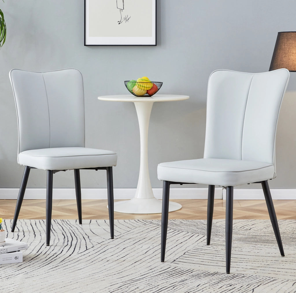 SEDIA da pranzo Set da 2 pezzi in PU grigio chiaro e metallo nero