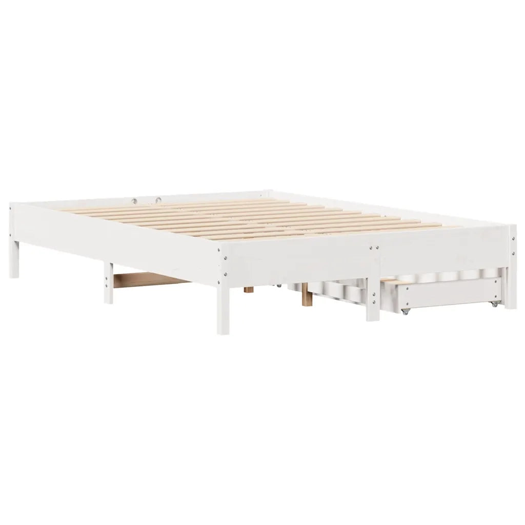 Letto senza Materasso-Struttura Letto Bianco 150x200 cm Legno Massello di Pino 270740