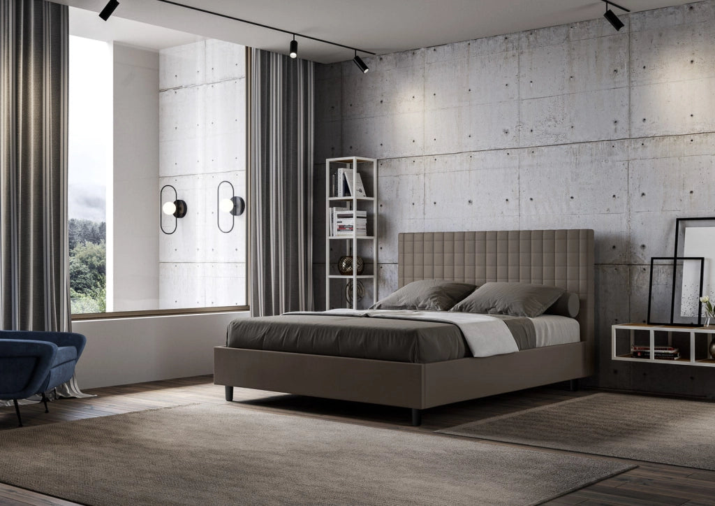Letto Matrimoniale 160x210 cm con Rete e Contenitore Sunny Cappuccino