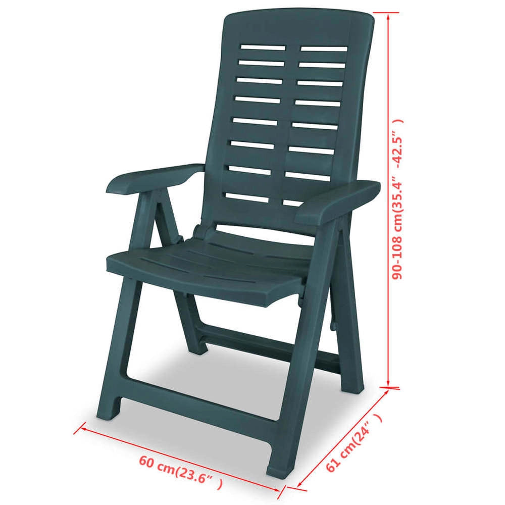 Adjustable Garden Chairs, 2 Pieces, Plastic, Green