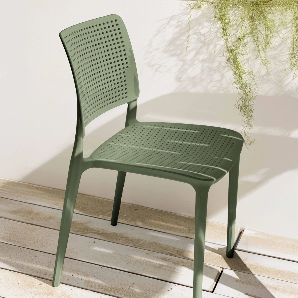 Oviala - Set di 4 sedie da giardino in plastica verde cactus