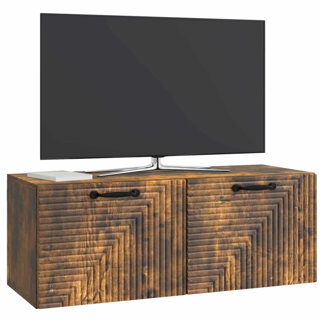 Mobile Porta TV da Muro-Credenza per TV sospesa Rovere Fumo 78,5 x 31 x 30 cm 711081