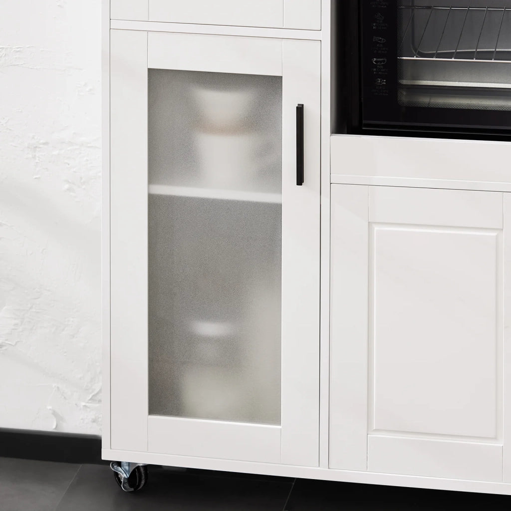 Credenza con ruote Mobile per Microonde da Cucina con 1 Cassetto, 3 Ante Armadio cucina 89x40x89cm coolore bianco FSB78-W SoBuy