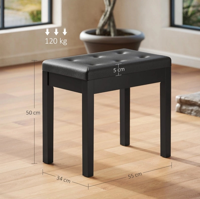 PANCA PIANOFORTE Contenitore 55 x 34 x 50 cm Pelle rigenerata Nero