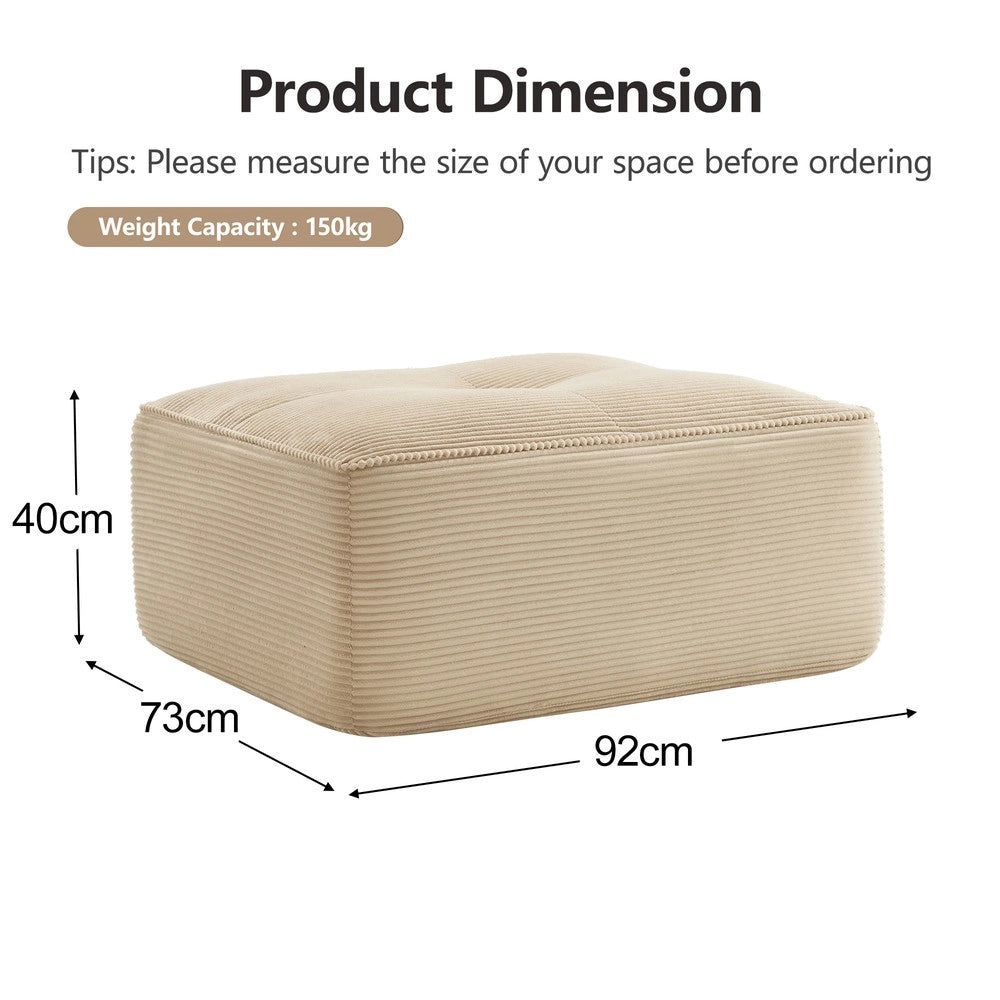 Pouf Cordelia ¨C Minimal ¨C Beige velluto a coste
