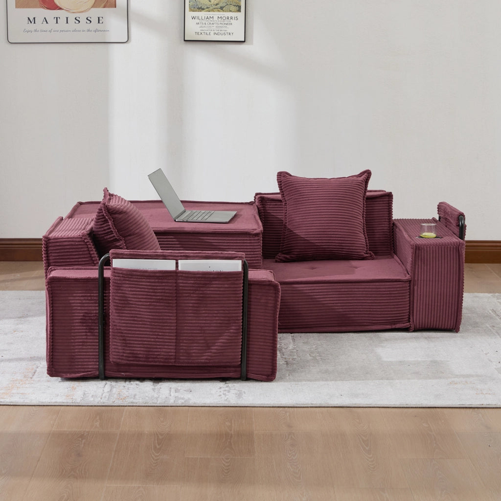 Divano Letto 2 Posti con Poggiapiedi e Cuscini ¨C MINIMAL ¨C Tessuto