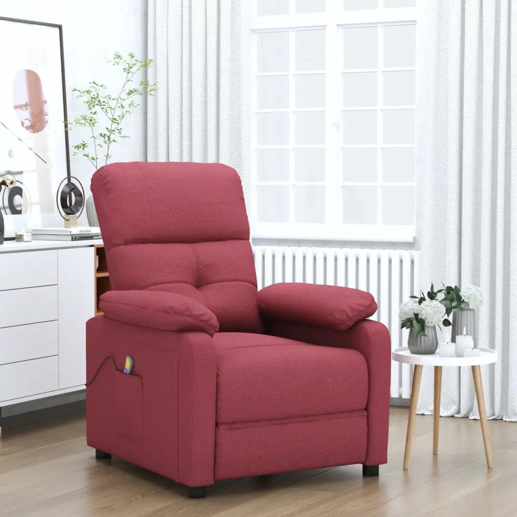 Poltrona Massaggiante | Sedia Relax Elettrica Rosso Vino in Tessuto