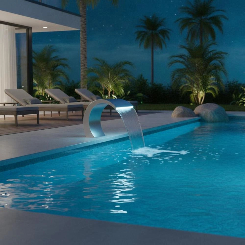 Pool Waterfall With LEDs, Stainless Steel, 30x60x45 Cm