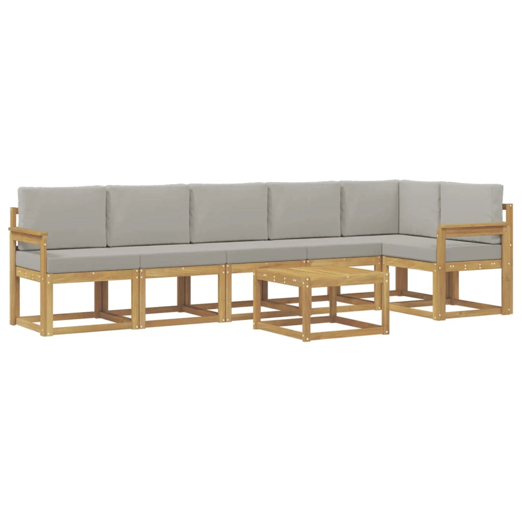 Set di divani da esterno 7 pz Bianco e Grigio Chiaro 3387725