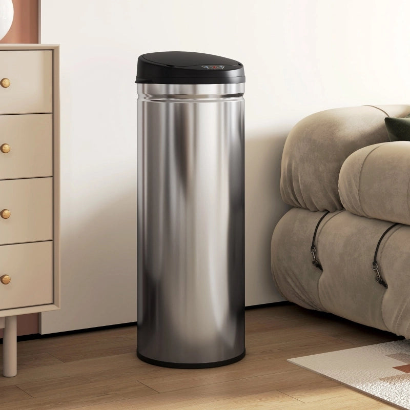 Pattumiera automatica con sensore 50 L in acciaio inox argentato con chiusura soft-close