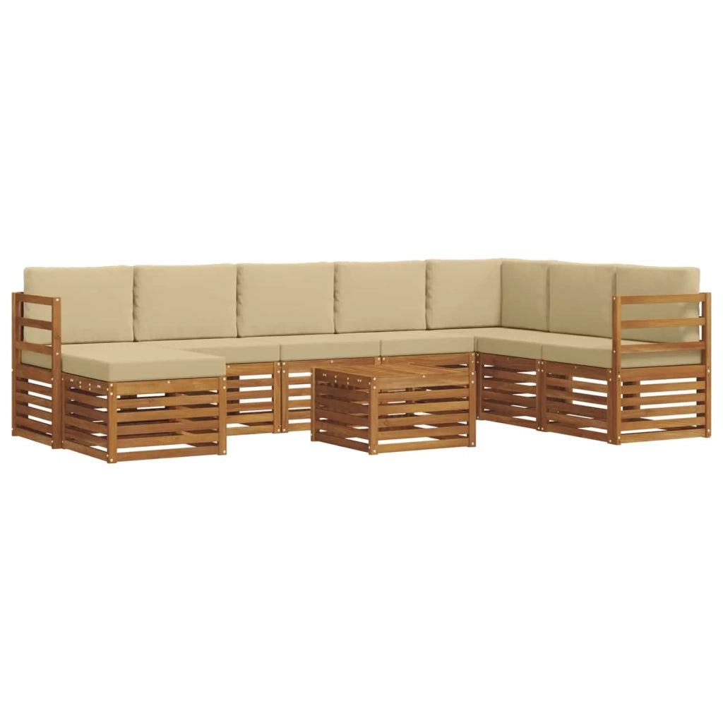 Set di divani da esterno 9 pz Naturale e Beige 3375313