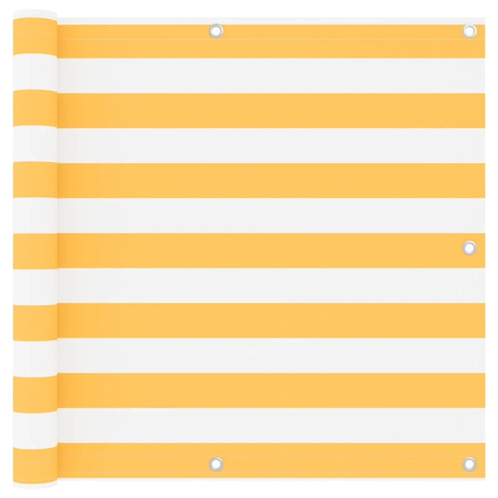 Paravento Balcone Bianco e Giallo 90x500 cm Tessuto Oxford 134906