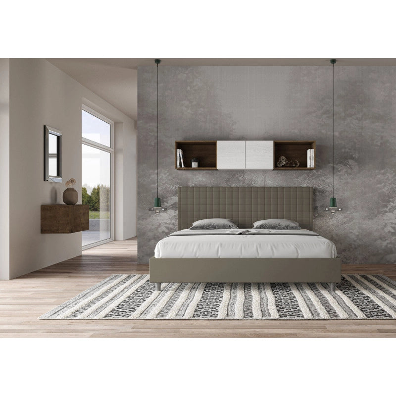 Letto imbottito Matrimoniale 190x190 cm Sunny - Similpelle,Cappuccino,Con rete