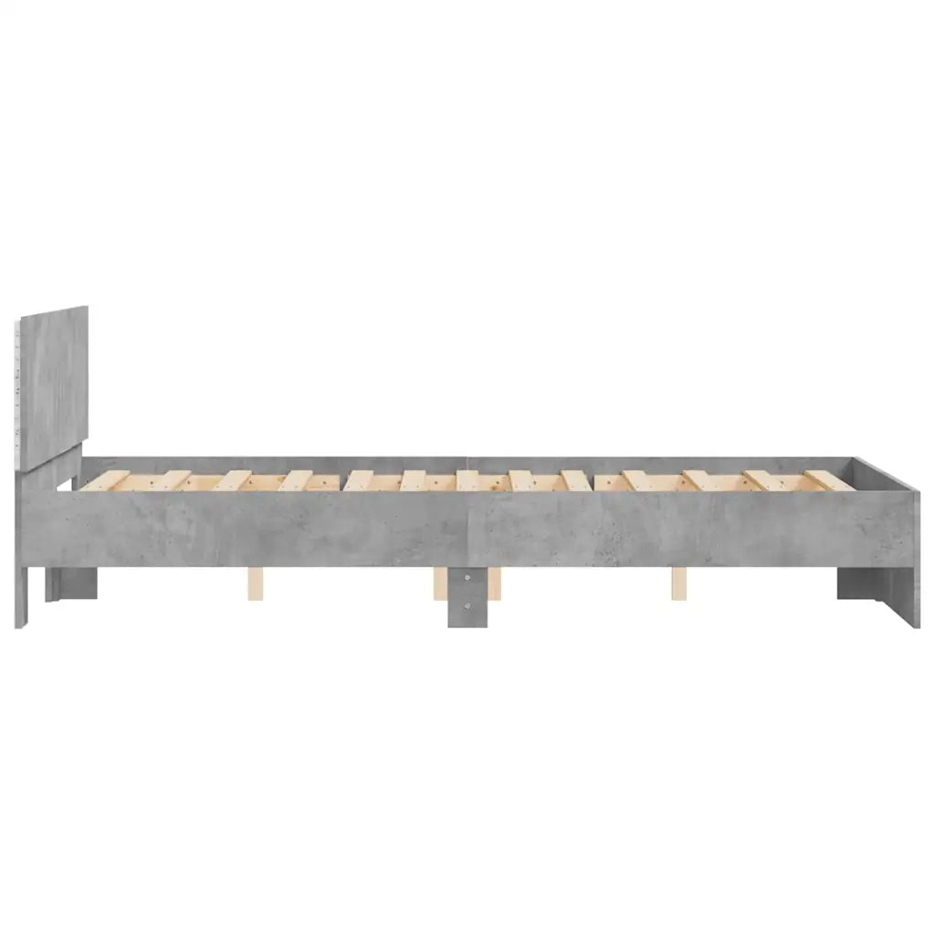 Giroletto con Testiera e LED Grigio Cemento 120x190 cm 3207640